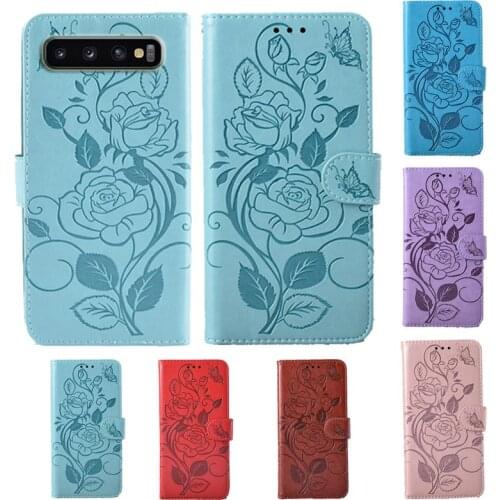 For Samsung S10 Plus Fashion 3D Flower Flip Leather Wallet Phone Case For Samsung Galaxy S10 4G 5G Phone cover card slot