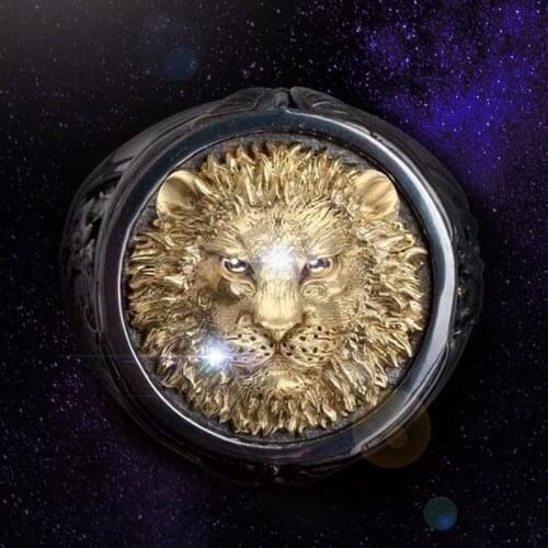 Vintage Punk Rock Domineering Lion Head Rings For Men Hip Hop Gold Color Gothic Lion Finger Ring Men Luxury Party Jewelry Gifts