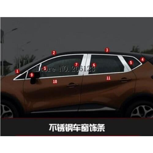 For Renault Captur 2015 2016 2017 car sticker cover body stainless steel glass window garnish pillar middle column strip trim
