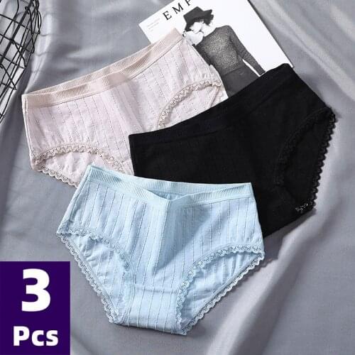 Cotton Panty 3Pcs/lot Solid Womens Panties Comfort Underwear Skin-friendly Briefs Women Sexy Middle-waisted Panty Intimates