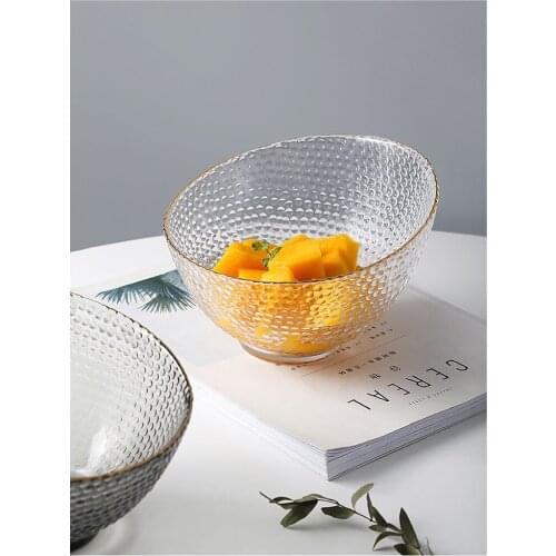 Nordic creative half moon salad bowl household heat-resistant glass bowl personality light luxury fruit snack big bowl