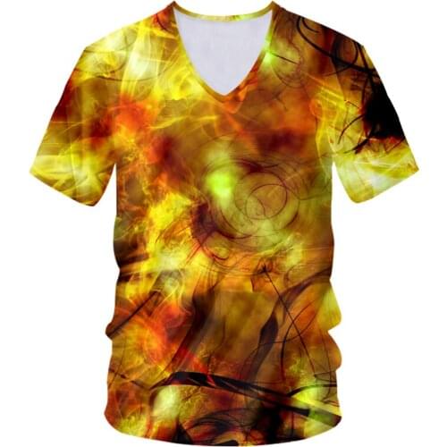 IFPD EU Size New Fashion V Neck T-shirt 3d Printed Colorful Abstract Art Smoke Tshirt Unisex Man/womans Short Sleeve Tees Tops