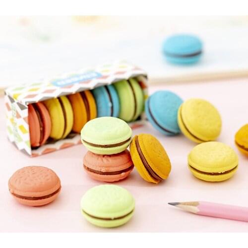 New 5 PCS/Lot Novelty Macaron Rubber Eraser Creative Kawaii Stationery School Supplies Papelaria Gift for Kids