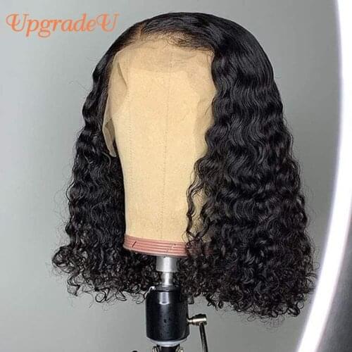 UpgradeU Pixie Cut Human Hair Wigs Prepluck Bob Lace Front Human Hair Wigs Short Bob Curly Human Hair Wigs Natural Hairline