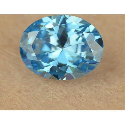 Wholesale Zircon 2*3~13*18mm Oval Shape Middle Light Blue Aquamarin-e Lab Created Cubic Zirconia Loose CZ Stone Gems For Jewelry