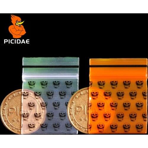 Orange Skull Mini Miniature Zip Lock Grip Plastic Packaging Bag Food Candy Jewelry Reclosable Thick PE Self Seal Small Package