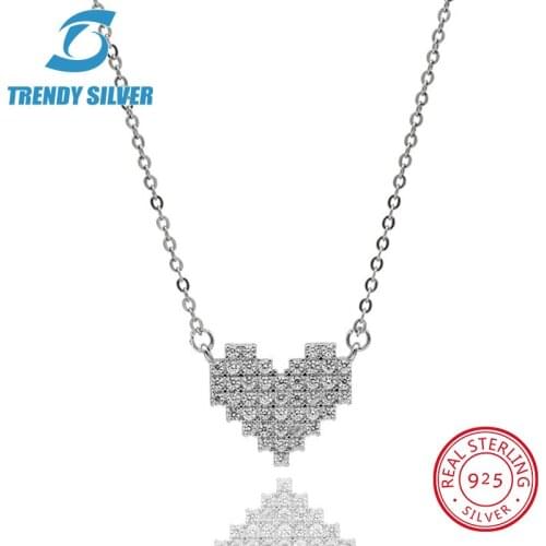 925 sterling silver necklace chain for women woman rose gold plated pendant jewelry pave CZ