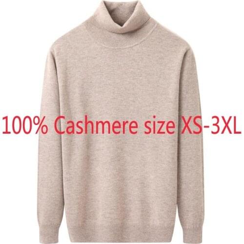 New Winter Thickening 100% Pure Cashmere Men Pullover Knitted Bottom Sweater Casual Computer Knitted Thick Plus Size XS-2XL 3XL