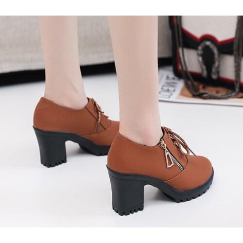 Gladiator Boots Lace Up Pumps Zip High Heels Dress Shoes Leather Platform Shoes For Women Metal Female Shoes zapatos mujer 8305L