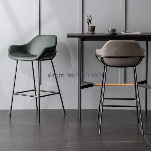 Nordic Retro Backrest Bar Stools Simple Household Iron High Chairs Modern Bar Stools Bar Stools Bar Chairs