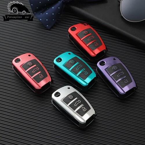 Car Styling Carbon fiber TPU Auto Key Protection Case For Audi C6 A7 A8 R8 A1 A3 A4 A5 Q7 A6 C5 Car accessories key cover