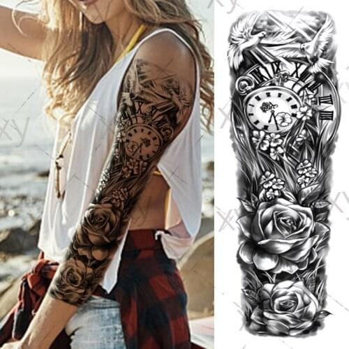 Waterproof Temporary Tattoo Sticker Indian worrior war fire roaing wolf forest full arm fake tatto flash tatoo for men women