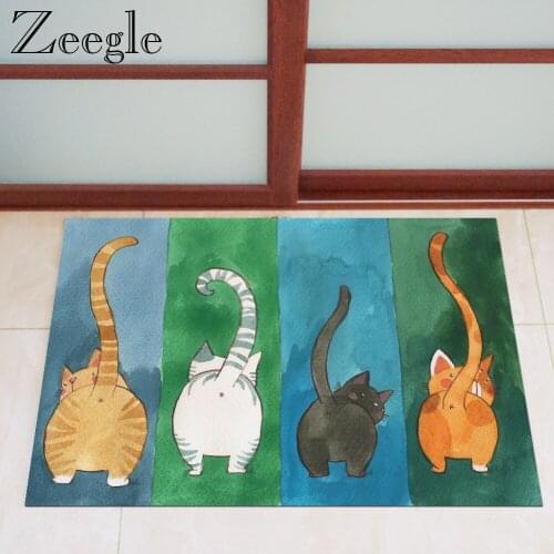 Zeegle Cartoon Cat Rubber Rugs Doormat Non-slip Floor Welcome Door Mat Bathroom Carpet Floor Mats Bathroom Carpet Kitchen Rug
