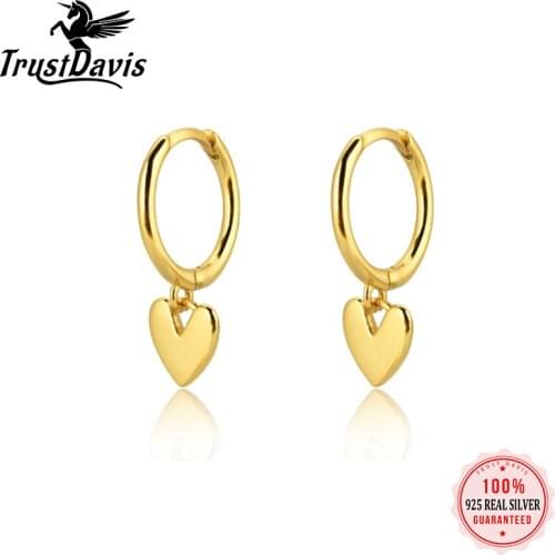 ElfoPlataSi Real 925 Sterling Silver Fashion Sweet INS Love Heart Charm Hoop Earring For Women Wedding Party S925 Jewelry DA951