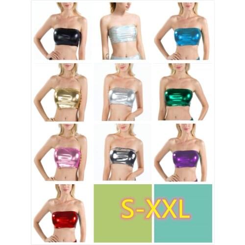 Sexy Gold Strapless Dressy Crop Top Women Shiny Stretch Party Clubwear Sequin Tube Top Bandeau Tank Top Dance Costumes