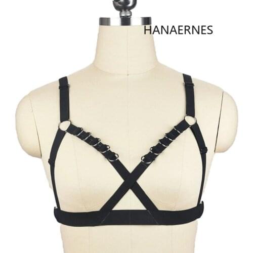 Women Sexy Gothic Bondage Lingerie Elastic Cage Harness Bra Bandage Lingerie Strappy Halter Bra Bustier Harness Tops Lingerie