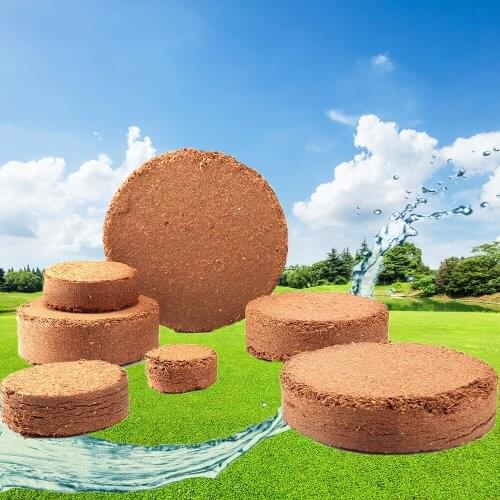 10pcs Pure Coconut Bran Compressed Nutrient Block, Super Water-absorbing Expansion Coefficient, Coconut Bran Seedling Block
