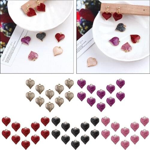 10pcs/lot Heart Charms Pendant DIY Earrings Bracelet Findings Jewelry Making