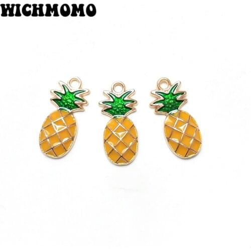 10pieces New Fashion Cute Sweet Drop Oil Pineapple Charms Gold Zinc Alloy Diy for Jewelry Accessories PJ227