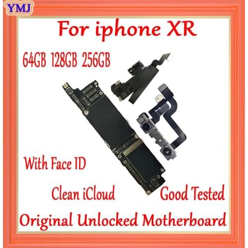 For iphone XR Original unlocked Motherboard With/Without Face ID Free iCloud for iphone XR Logicboard 64GB 128GB 256GB MB