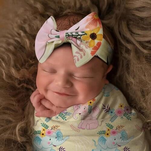 2 Pcs/Set Baby Swaddle Blanket With Headband Cute Bow Newborn Photography Props Baby Swaddle Wrap Newborn Accessories