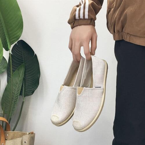 2021 Fashion Breathable Linen Casual Mens Shoes Cloth Shoe Canvas Summer Leisure Flat Fisherman Driving Shoes Walking men shoes