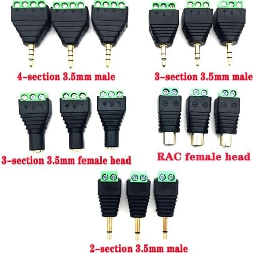 3pcs/lot Video AV 3.5mm 4 Pole Stereo Male to AV Screw Terminal Stereo Jack 3.5 mm male 3 pin 4 pin Terminal Block Plug connecto