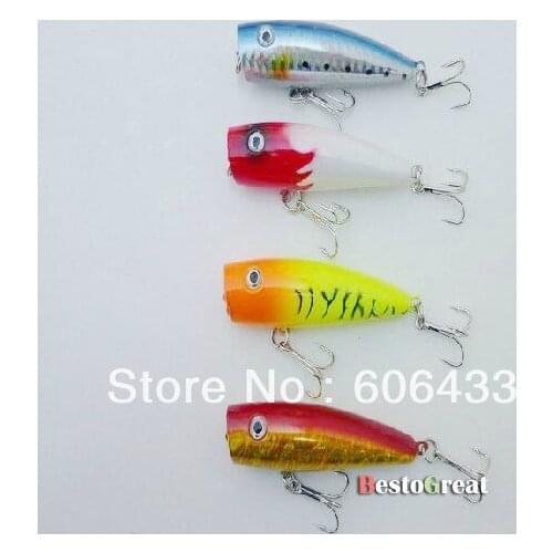 4x Flishing Crankbaits Lures Lure Hook Popper 7cm 9.5g