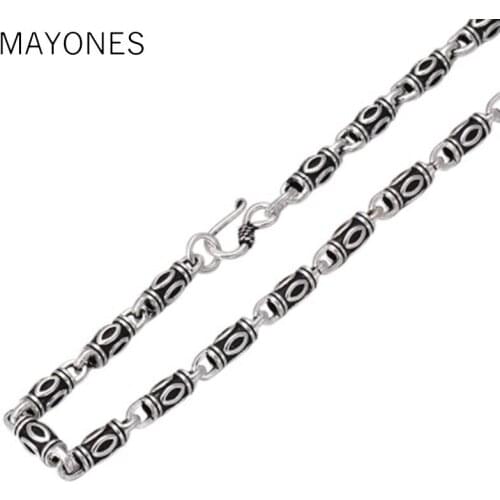 6mm Width 100% Real Pure 925 Sterling Silver Necklace Brand Thick Chain Thai silver long punk Men necklace free shipping