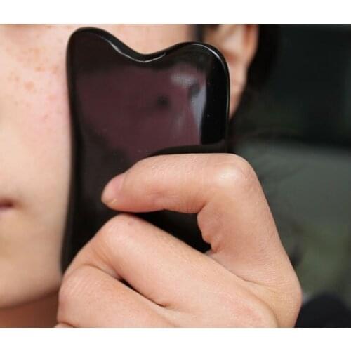 Free shipping! 2pieces/lot Wholesale Traditional Acupuncture Massage Tool Beauty face Guasha Board Scraping Plate /100% Ox Horn