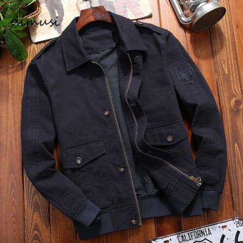 DIMUSI New Mens Bomber Jacket Casual Outwear Turndown Collar Cotton Coats Fashion Slim Fit Business Jackets Mens Clothing