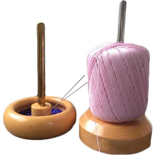 Wooden Bead Spinner Loader Bowl String Seed Beads Chain Tool Jewelry + 2 Needles