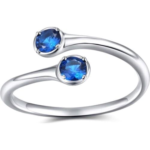 EAMTI Jewelry Silver 925 Resizable Rings Simple Design Sterling Silver Opening Ring with Cubic Zirconia for Women Many Colors