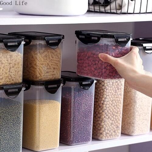 1/1.8/2.6L Food Grade Airtight Tank Moisture-Proof Transparent Kitchen Storage Tank Grains Spices Snacks Dry Goods Containers