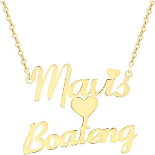 Customized Double Name Necklace For Women18K gold plated Stainless Steel Pendant Personalized Name Nameplate Jewelry Wedding Gif