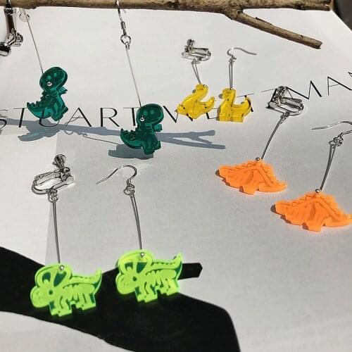 Personality Dinosaurs Stud Earrings For Women Girls Punk Funny Animals Acrylic Fashion Earrings Brincos Jewelry Gifts