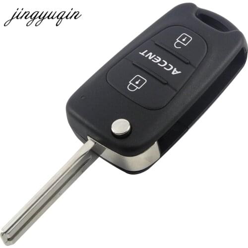 Jinyuqin 10pcs/lot Flip Folding Remote Key Shell Case Fit for Hyundai Accent 3 Buttons Keyless Entry Fob Cover Car Alarm Housing