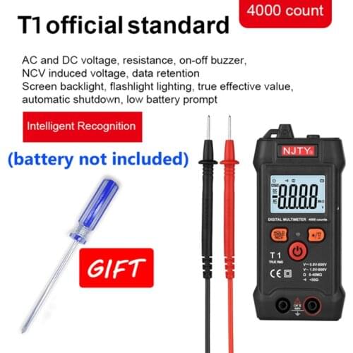 Pocket Smart Multimeter Digital Mini Automotive Tester True RMS NCV 600V AC DC Voltage Tester Portable Electric Multimeter T1