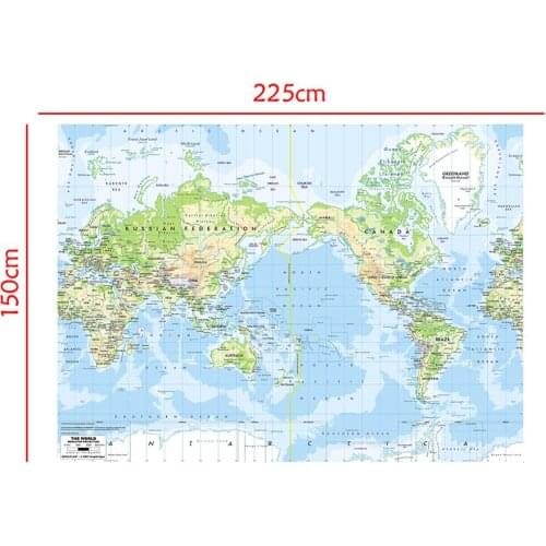 The World Map Mercator Projection 150x225cm Foldable Non-woven Non-Smell World Map without National Flag