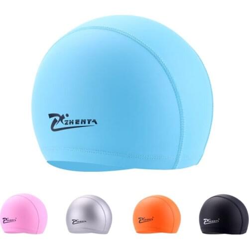 Swimming caps Adult PU Waterproof Swimming Pool hat long hair swim hats Ear Protector Flexible colorful Diving Cap