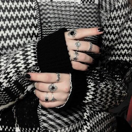 Boho Vintage Rings Set For Women 15PCS Bohemian Snake Geometric Knuckle Finger Rings Female Silver Color Joint Ring Jewelry