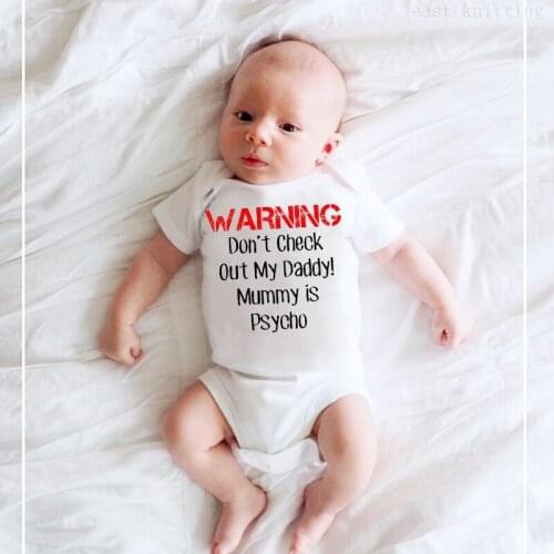 Born Baby Boys Girls Short Sleeve Red Letter Print Comfortable Cotton Romper Jumpsuit Summer Baby Clothes White Tees