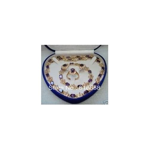 Fine Amethyst Earring Bracelet Necklace Ring Set