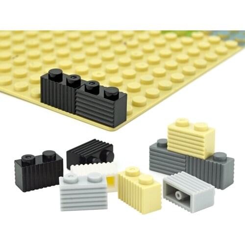 DIY Bricks Modified 1x2 with Flutes Fluted MOC Building Blocks Technical Parts Compatible with 2877 Educational Toy for Children