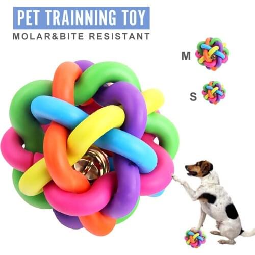 Colorful Pet Sound Toys Rubber Ball Fun Bell Dog Trainning Tool Cat Toy Interactive Durable Environmental Protection Dogs Toy