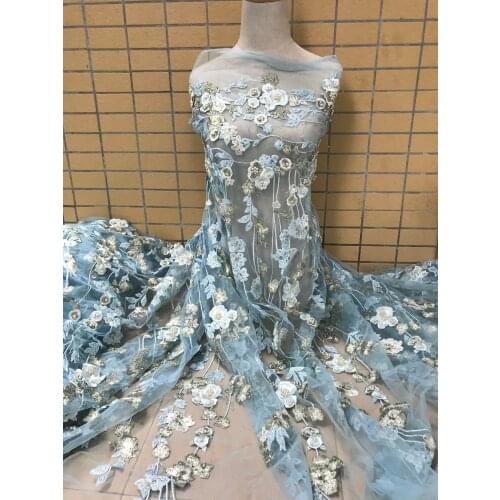 Embroidery Lace Fabric ZH-20988 Wedding Fabrics Tulle LACE with beads Dress