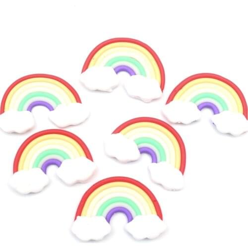 LF 10Pcs Clay Rainbow 28x13mm Decoration Crafts Flatback Cabochon Embellishments For Scrapbooking Diy Kawaii Accessories