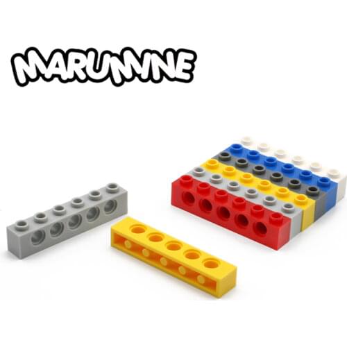Marumine 1x6 with Holes Technic Brick 15PCS MOC Building Blocks Accessories 3894 Educational Classic STEM Toys for Boys Girls