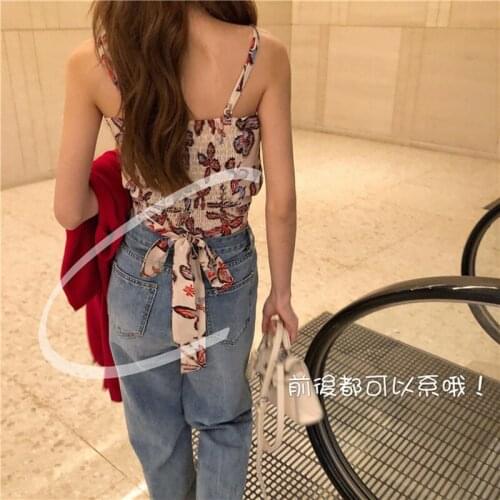 Fashionable floral suspender waistcoat for womens sleeveless Chiffon Top shirt clothes pokemon vintage clothing dropshipping