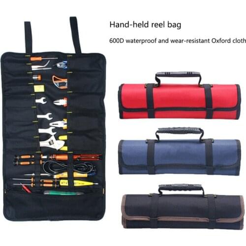 Motorcycle Drum Type Tool Kit Portable Large Capacity Tool Roll Leather Saddle Bag Motorcycle Tool Bag